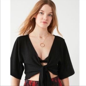 UO Black Tie-Front Top